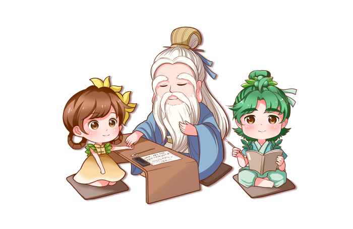 修园堂读书人物插画